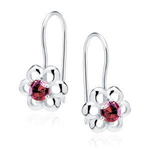 Cercei argint floare cu piatra rosie si tortita DiAmanti Z1351JR_RU-DIA (Argint 925‰ 1,3 g.)